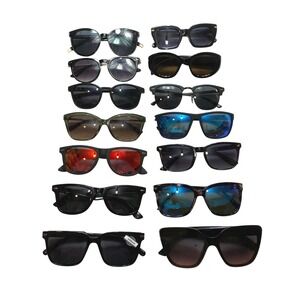 Lot Of 14 Mixed Brand Sunglasses Unisex OS Multi Color Cat Eye Bundle